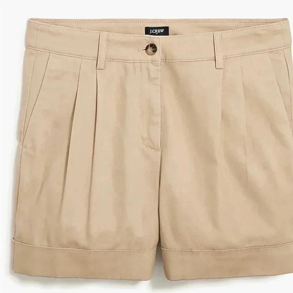 J Crew Shorts Pleated Khaki Chino 4” Inseam NWT Womens Size 16 Cotton - Picture 4 of 11